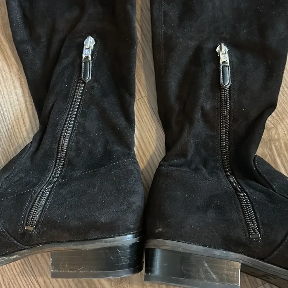 LIKE NEW SAM EDELMAN OTK PALOMA BLACK SUEDE BOOTS SIZE 7- RETAIL $398